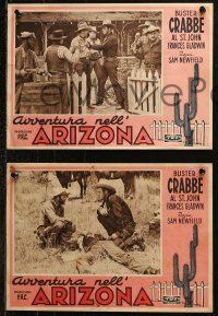 6h0121 CATTLE STAMPEDE set of 3 Italian 10x13 pbustas 1943 Buster Crabbe as Billy the Kid, Fuzzy St. John, Frances Gladwin!