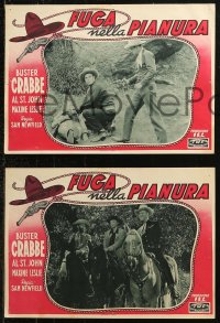 6h0122 FUGITIVE OF THE PLAINS set of 3 Italian 10x14 pbustas 1943 Buster Crabbe & Fuzzy St. John!