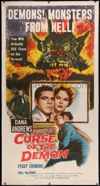 6j0019 NIGHT OF THE DEMON linen 3sh 1957 Jacques Tourneur, monster from Hell, Curse of the Demon!