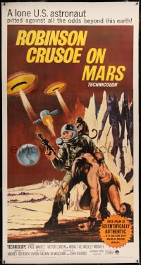 6j0022 ROBINSON CRUSOE ON MARS linen 3sh 1964 cool art of Paul Mantee & his man Friday, ultra rare!