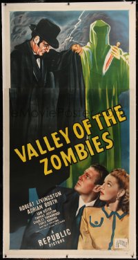 6j0024 VALLEY OF THE ZOMBIES linen 3sh 1946 cool art of death figure and man in black, very rare!