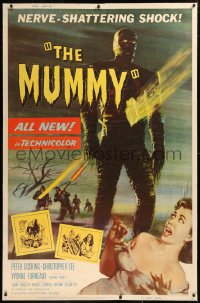 6j0004 MUMMY linen 40x60 1959 Hammer, Wiggins art of Christopher Lee as the bandaged monster, rare!