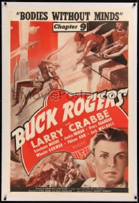 6j0080 BUCK ROGERS linen chapter 9 1sh 1939 Buster Crabbe, Universal serial, Bodies Without Minds!