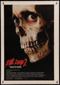 6j0100 EVIL DEAD 2 linen 1sh 1987 Sam Raimi, Bruce Campbell is Ash, Dead By Dawn, creepy skull!