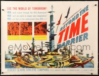 6j0044 BEYOND THE TIME BARRIER linen 1/2sh 1959 cool art of futuristic city in the year 2024!