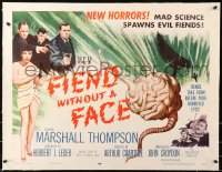 6j0046 FIEND WITHOUT A FACE linen 1/2sh 1958 sci-fi art of giant brain, mad science spawns evil!