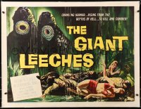 6j0047 GIANT LEECHES linen 1/2sh 1959 rising from the depths of Hell to kill and conquer, cool art!