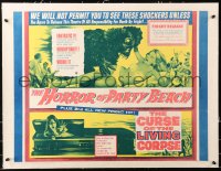 6j0048 HORROR OF PARTY BEACH/CURSE OF THE LIVING CORPSE linen 1/2sh 1964 great wacky monster images!