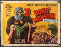 6j0057 ROBOT MONSTER linen 3D 1/2sh 1953 worst movie ever, wacky art of ape creature & girl, ultra rare!