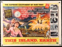6j0061 THIS ISLAND EARTH linen style A 1/2sh 1955 sci-fi classic, Reynold Brown art with aliens!