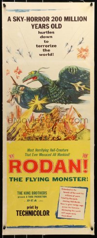 6j0035 RODAN linen insert 1957 Ishiro Honda, Sora no Daikaiju Radon, art of The Flying Monster, rare!