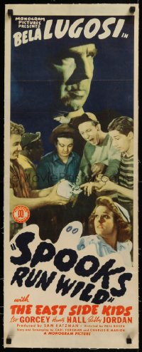 6j0036 SPOOKS RUN WILD linen insert 1941 Bela Lugosi + Leo Gorcey & The East Side Kids & ghost, rare!