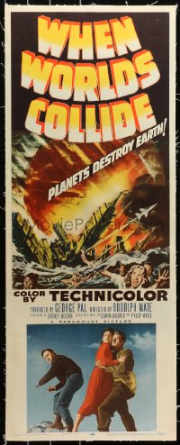 6j0040 WHEN WORLDS COLLIDE linen insert 1951 George Pal doomsday classic, planets destroy Earth!