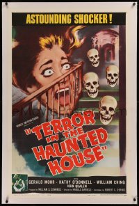 6j0129 MY WORLD DIES SCREAMING linen 1sh 1958 Terror in the Haunted House, astounding shocker!