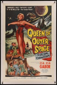 6j0143 QUEEN OF OUTER SPACE linen 1sh 1958 Zsa Zsa Gabor on Venus, by Ben Hecht & Charles Beaumont!