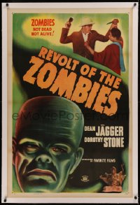 6j0146 REVOLT OF THE ZOMBIES linen 1sh R1947 cool artwork, they're not dead and they're not alive!