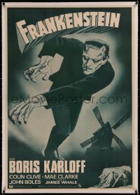 6j0030 FRANKENSTEIN linen Spanish R1970s great close up artwork of Boris Karloff as the monster!