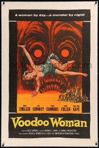 6j0162 VOODOO WOMAN linen 1sh 1957 sexy Albert Kallis horror art, woman by day, a monster by night!
