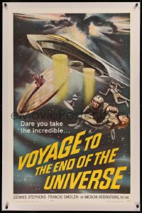 6j0163 VOYAGE TO THE END OF THE UNIVERSE linen 1sh 1964 AIP, Ikarie XB 1, outer space sci-fi art!