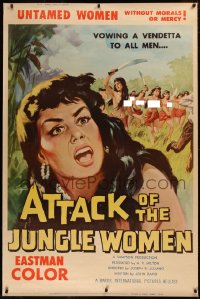 6k0004 ATTACK OF THE JUNGLE WOMEN 40x60 1959 sexy untamed women without morals or mercy, ultra rare!