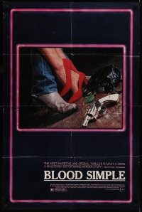6k0083 BLOOD SIMPLE 1sh 1985 Joel & Ethan Coen, cool different full color film noir gun image, rare!