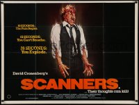 6k0146 SCANNERS British quad 1981 Cronenberg, in 20 seconds your head explodes, horror art by Joann!