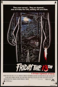 6k0098 FRIDAY THE 13th 1sh R1980s great Alex Ebel art, slasher classic, 24 hours of terror!