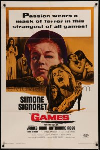 6k0100 GAMES 1sh 1967 Simone Signoret, James Caan, Katharine Ross, passion wears a mask of terror!