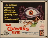 6k0159 CRAWLING EYE 1/2sh 1958 horror art of the slithering eyeball monster with female victim!