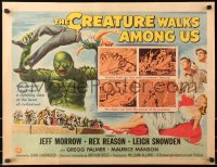 6k0022 CREATURE WALKS AMONG US style A 1/2sh 1956 great Reynold Brown art of monster throwing man!