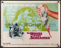 6k0163 HOUSE THAT SCREAMED 1/2sh 1971 La Residencia, horror art of hand holding bloody mirror shard!