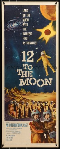 6k0172 12 TO THE MOON insert 1960 land on the moon with the intrepid first astronauts, cool art!