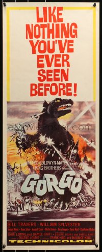 6k0178 GORGO insert 1961 great artwork of giant monster terrorizing London by Joseph Smith!