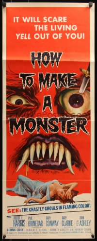 6k0179 HOW TO MAKE A MONSTER insert 1958 ghastly ghouls, it will scare the living yell out of you!