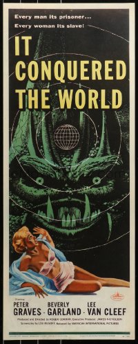 6k0180 IT CONQUERED THE WORLD insert 1956 Roger Corman, Kallis art of wacky monster & sexy girl!