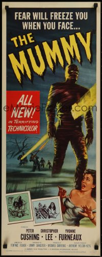 6k0184 MUMMY insert 1959 Terence Fisher Hammer horror, Wiggins art of Lee as monster, ultra rare!