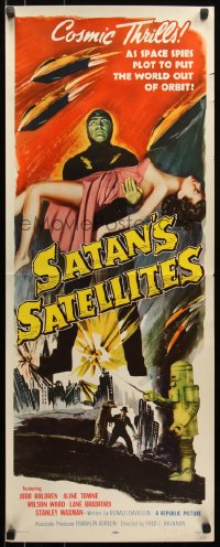 6k0186 SATAN'S SATELLITES insert 1958 robot helps stop space spies from putting world out of orbit!