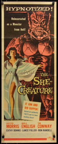6k0187 SHE-CREATURE insert 1956 Kallis art of English reincarnated as monster from Hell, ultra rare!