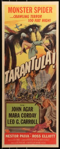 6k0021 TARANTULA insert 1955 Reynold Brown art of city running from 100 ft high spider monster!