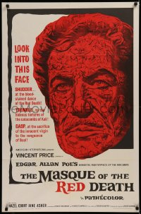 6k0118 MASQUE OF THE RED DEATH 1sh R1980s cool montage art of Vincent Price by Reynold Brown!