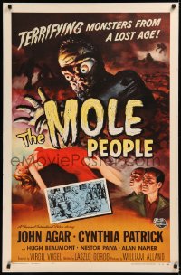 6k0222 MOLE PEOPLE 1sh 1956 Joseph Smith art of the horror crawling from depths of the Earth!
