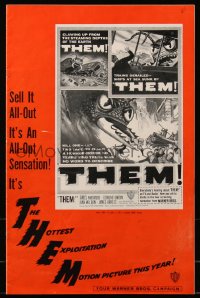 6k0036 THEM pressbook 1955 classic sci-fi, cool art of horror horde of giant ant-monsters!