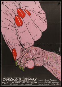 6k0195 ROSEMARY'S BABY Polish 26x38 1984 Roman Polanski, different art of hands by Andrzej Pagowski!