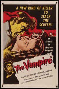 6k0132 VAMPIRE 1sh 1957 John Beal, it claws, it drains blood, cool art of monster & victim!