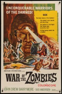 6k0133 WAR OF THE ZOMBIES 1sh 1965 John Drew Barrymore vs warriors of the damned, Reynold Brown art!