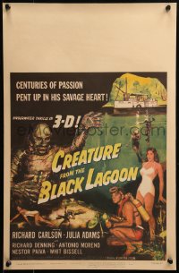 6k0029 CREATURE FROM THE BLACK LAGOON 3D WC 1954 great art of monster, Julia Adams & divers, rare!