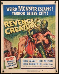 6k0030 REVENGE OF THE CREATURE WC 1955 Reynold Brown art of the weird monster carrying sexy gir!