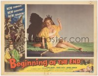 6m0060 BEGINNING OF THE END LC #3 1957 great c/u of sexy half-dressed Patricia Dean frozen with fear!
