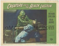 6m0074 CREATURE FROM THE BLACK LAGOON LC #5 1954 best close up of monster attacking man on boat!