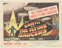 6m0094 EARTH VS. THE FLYING SAUCERS TC 1956 Harryhausen sci-fi classic, cool art of UFOs & aliens!